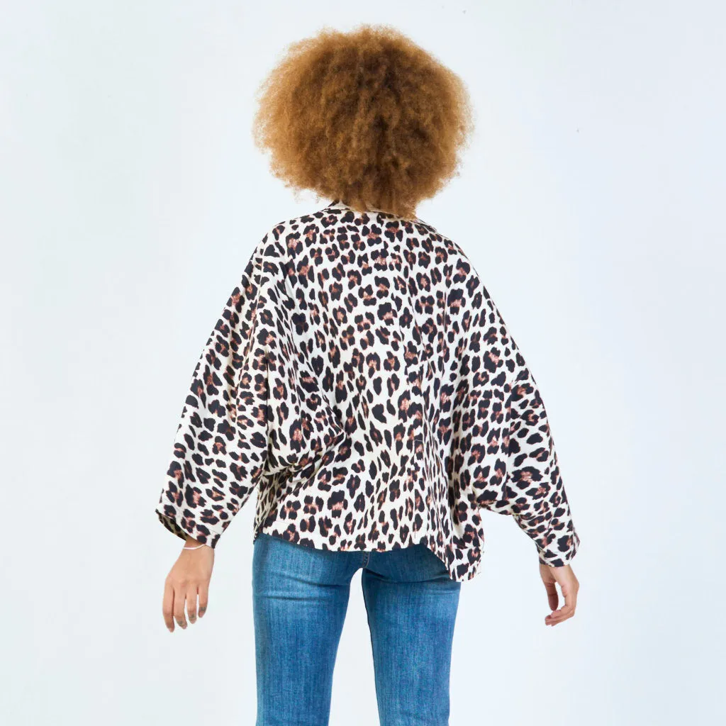 Leopard print cape jacket with button closure wholesale