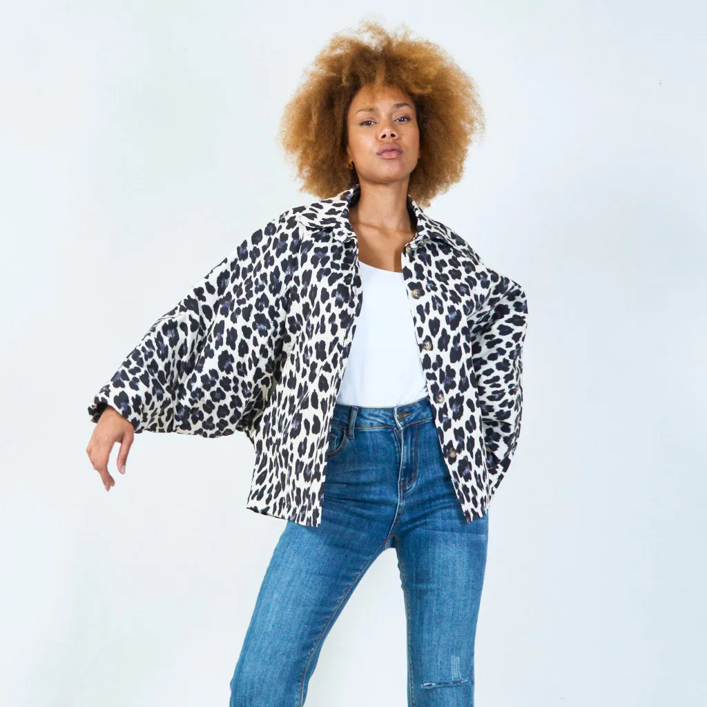 Leopard print cape jacket with button closure wholesale