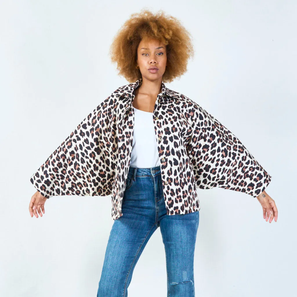 Leopard print cape jacket with button closure wholesale