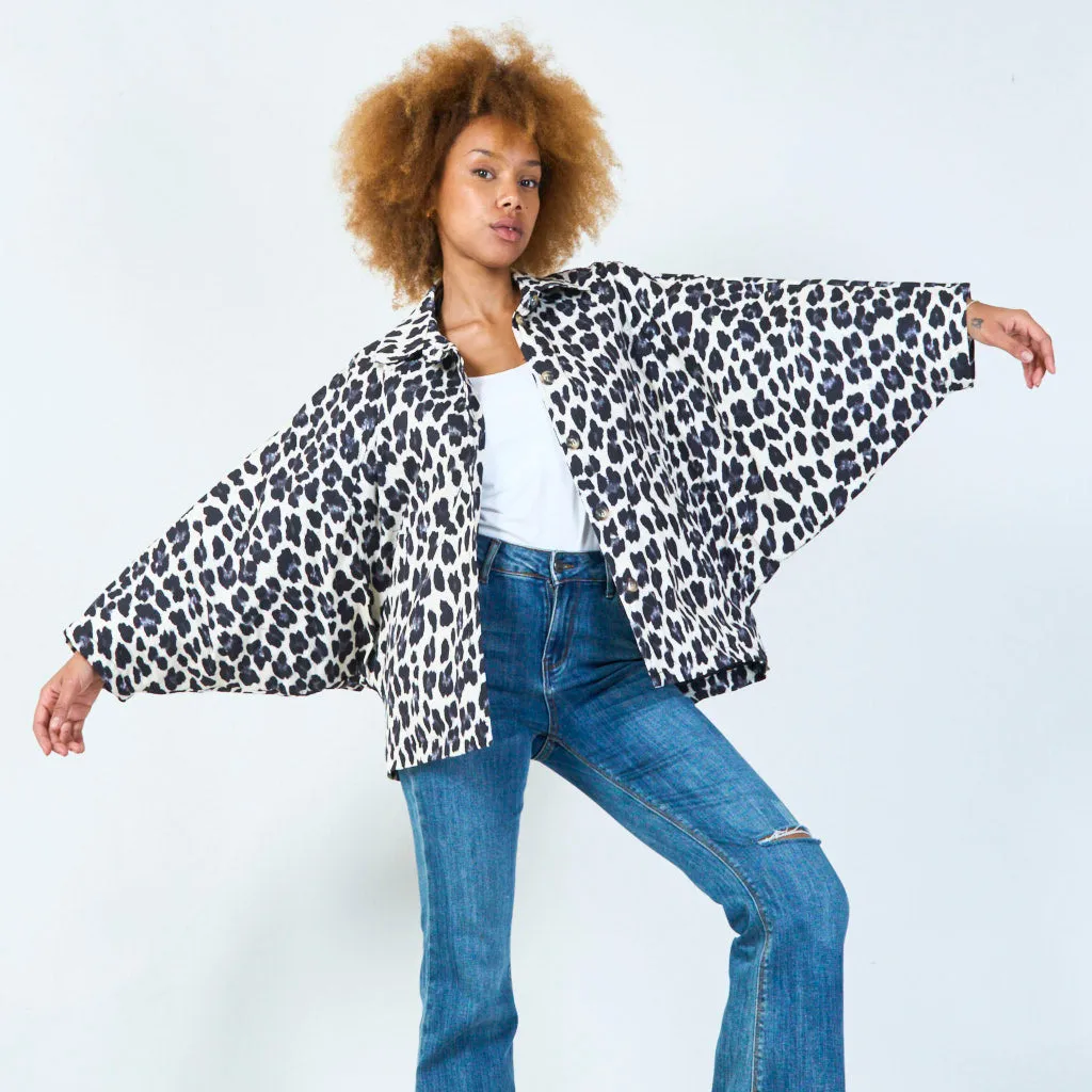 Leopard print cape jacket with button closure wholesale