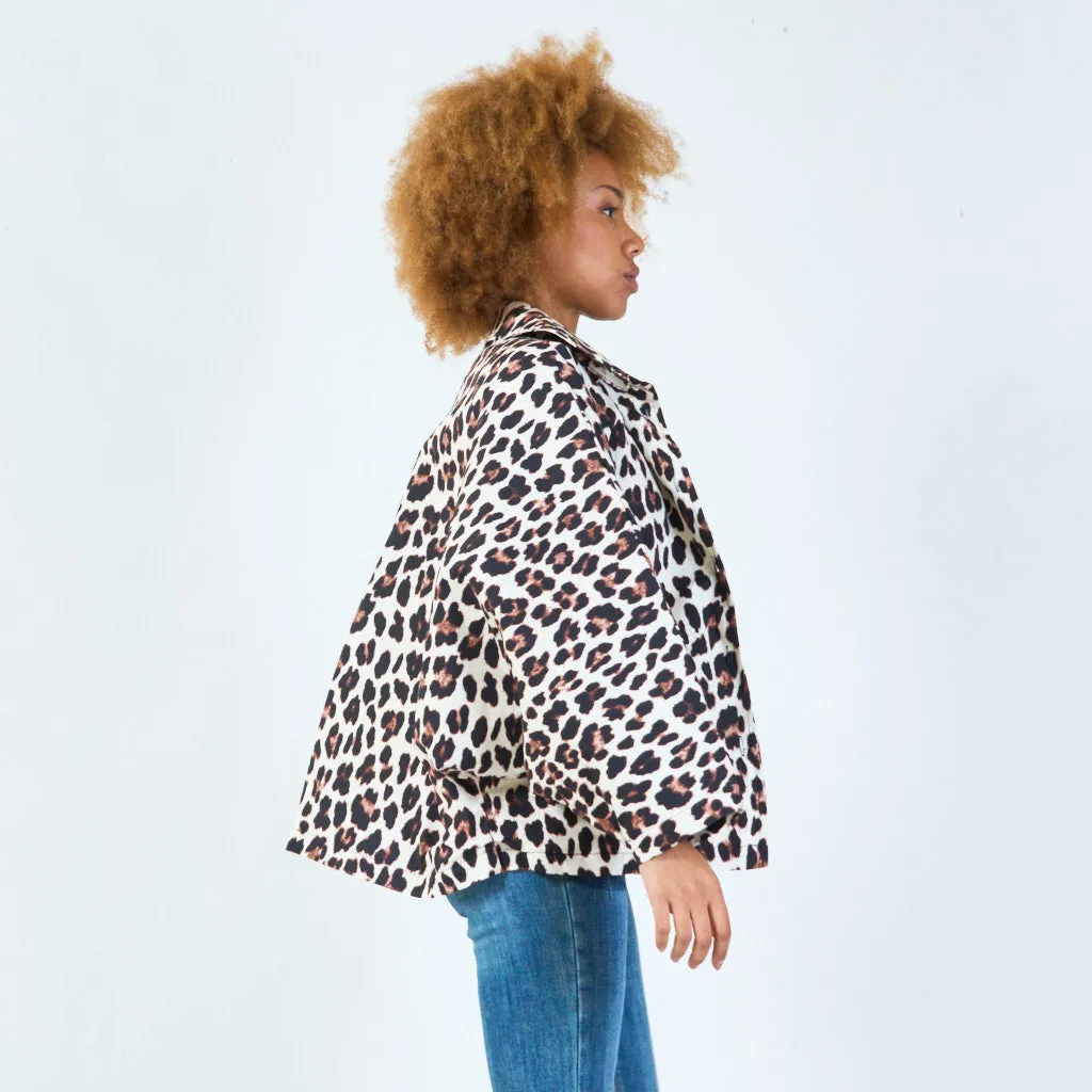 Leopard print cape jacket with button closure wholesale