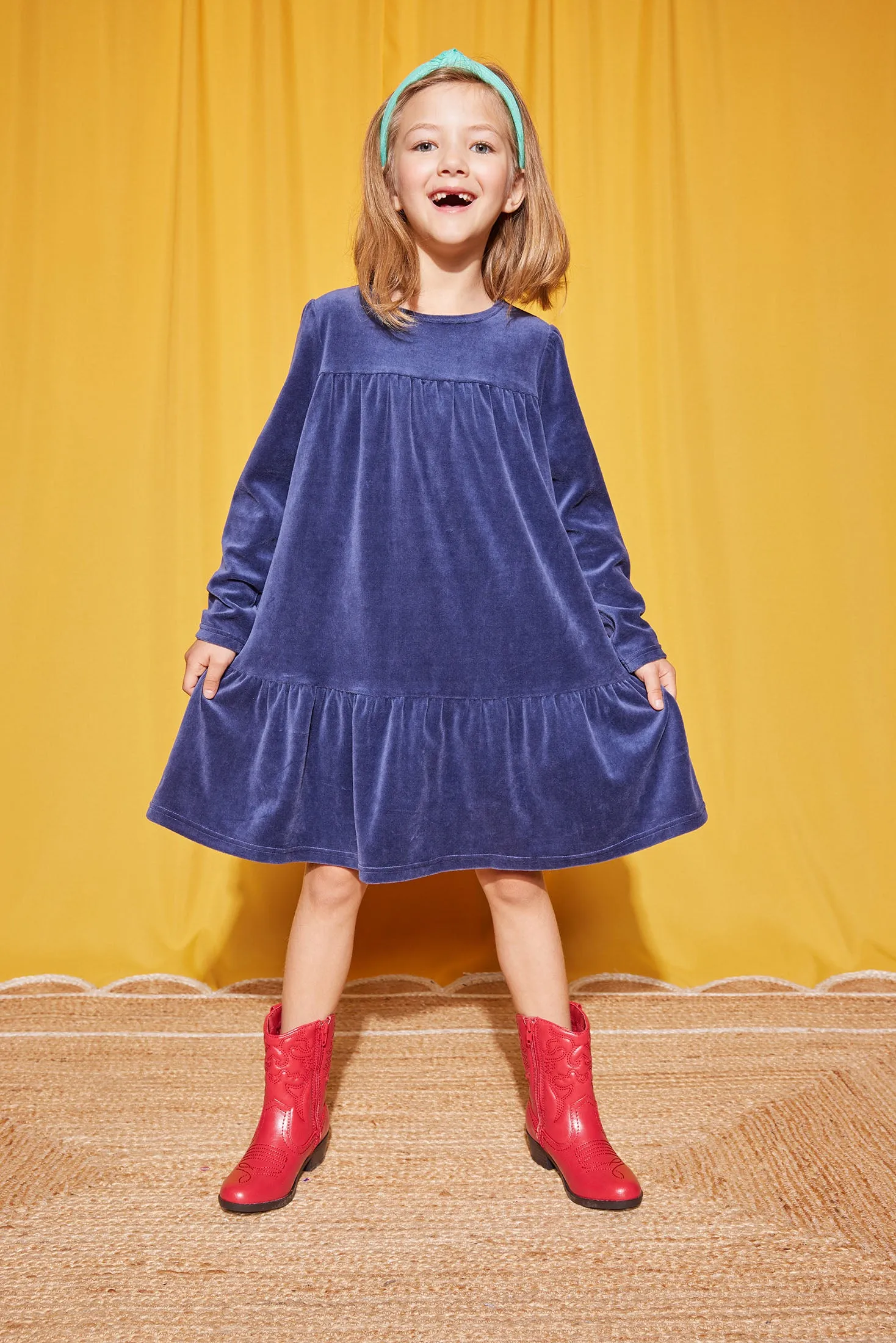 Lisle Dress - Navy Velour