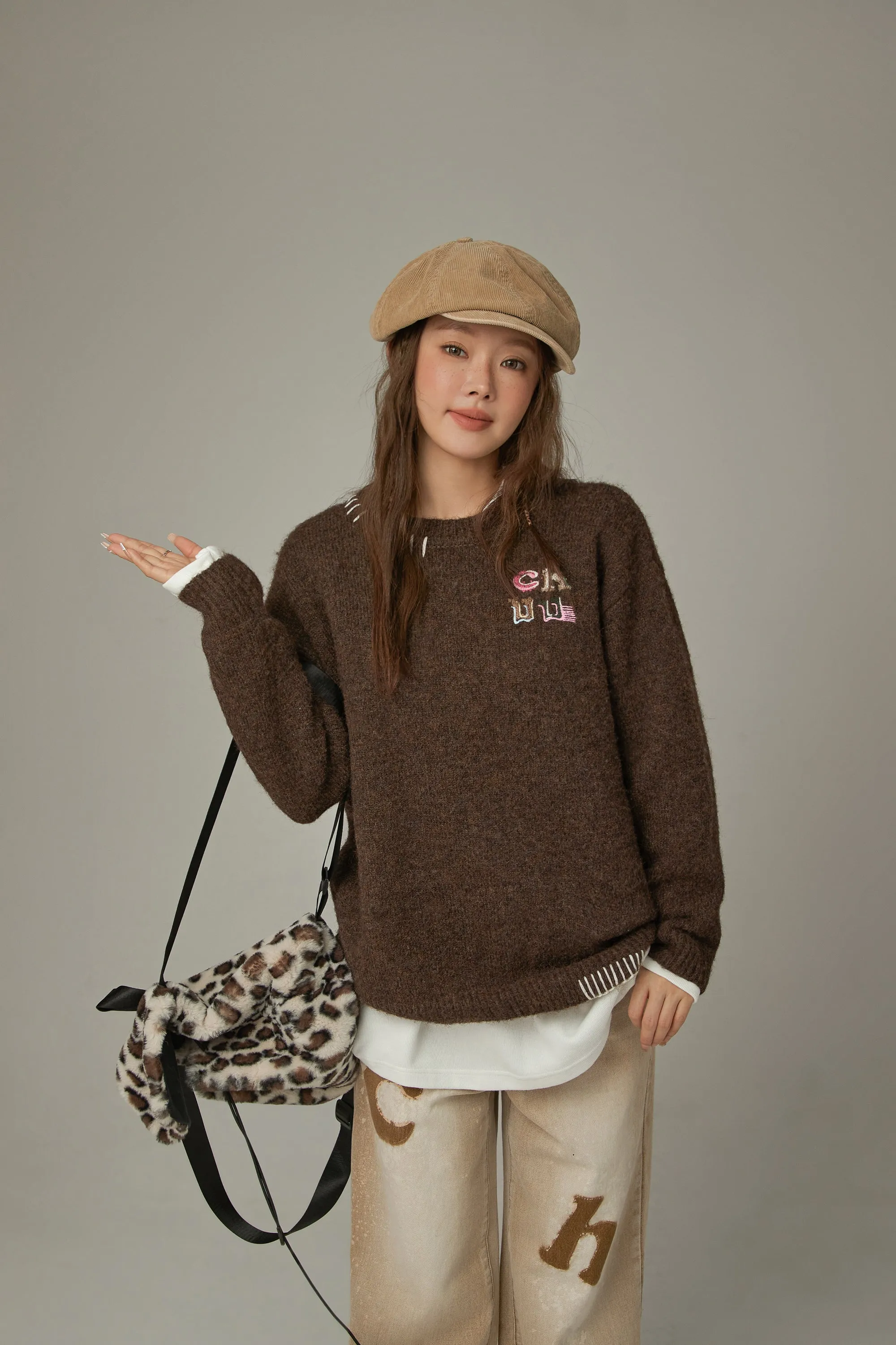 Logo Basic Loose Fit Knit Sweater