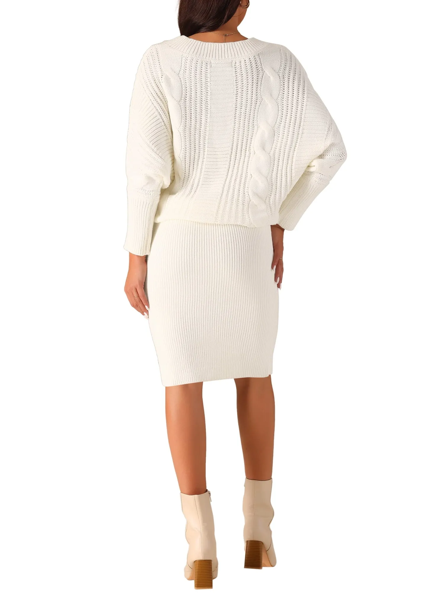 Long Batwing Sleeve Sweater Dress Cable Knit Chunky Bodycon Pullover Mini Dress