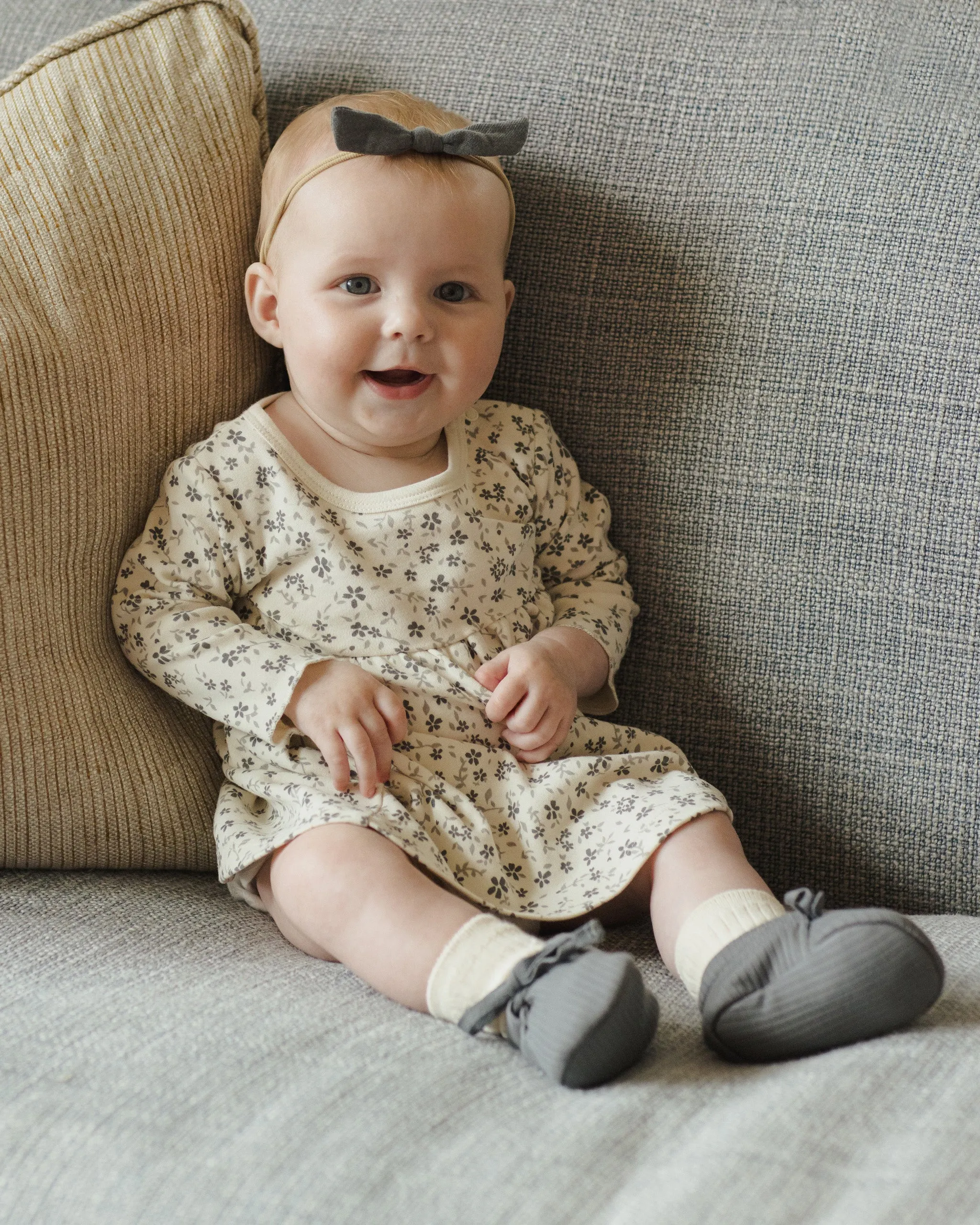 Long Sleeve Baby Dress || Blue Floral