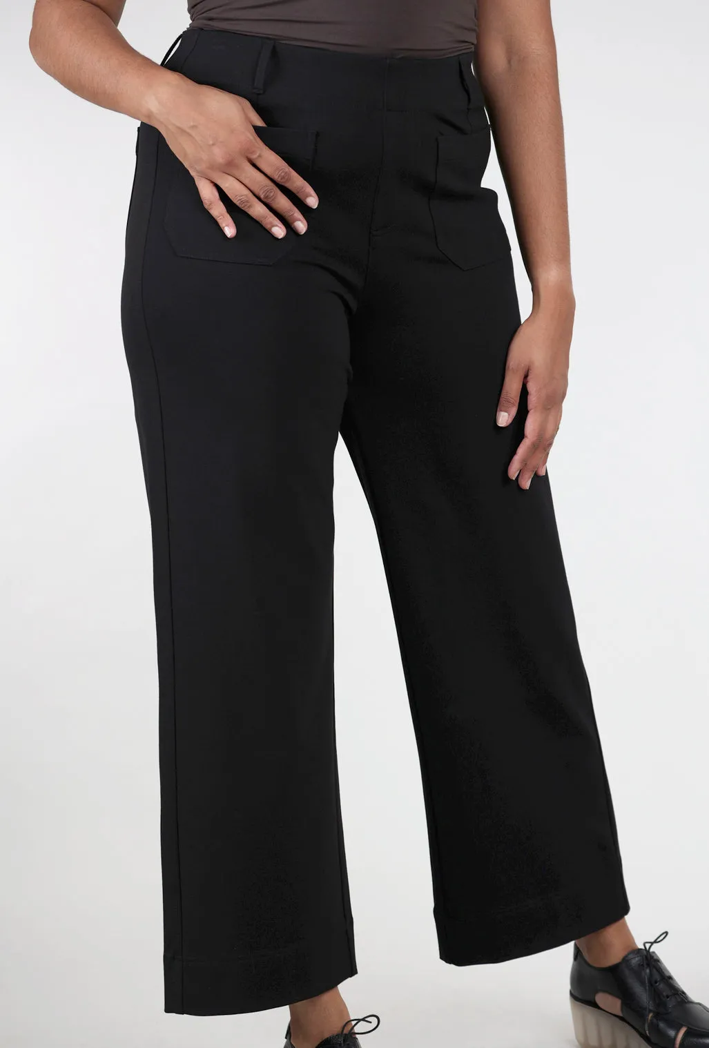 Luxe Ponte Wide Leg Pant, Black