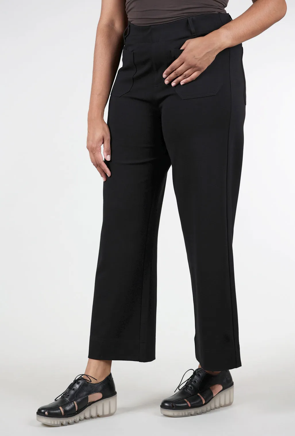 Luxe Ponte Wide Leg Pant, Black