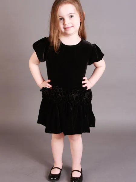 Mulberribush Black Velvet Velour Party Dress Sizes 5, 6