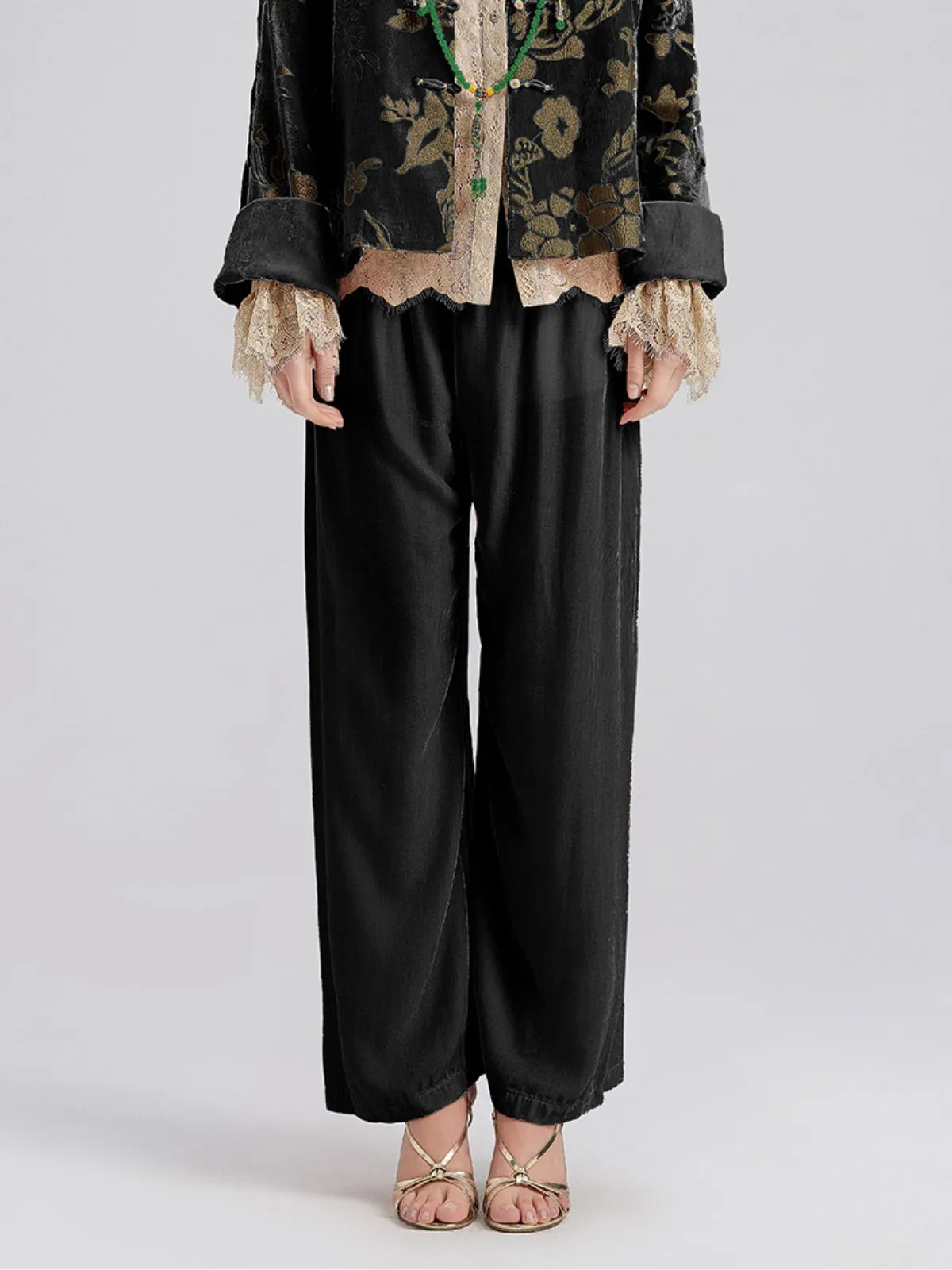 Neo Chinese Style Velvet Pants