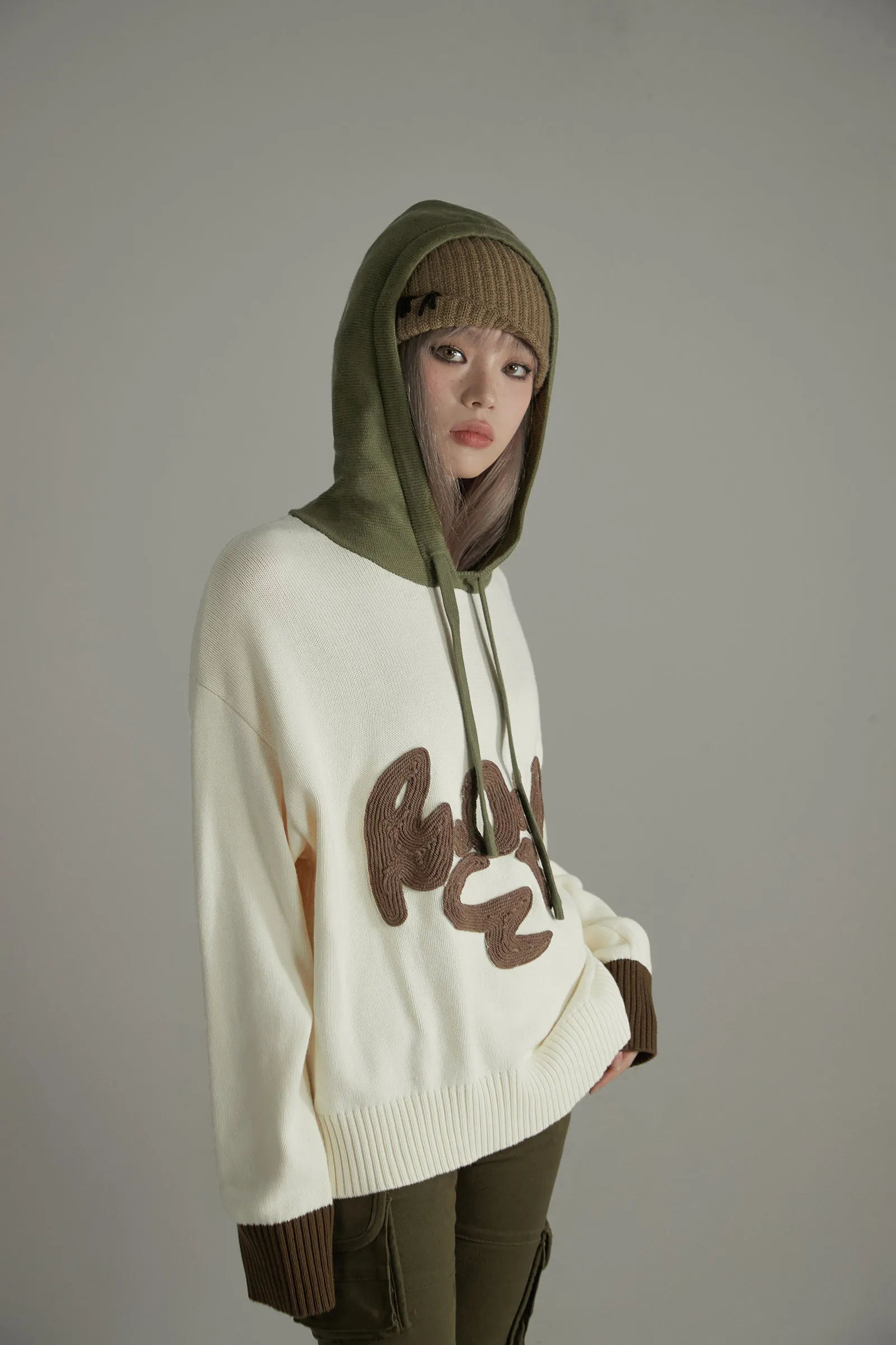 No One Else Loose Fit Hooded Knit Sweater