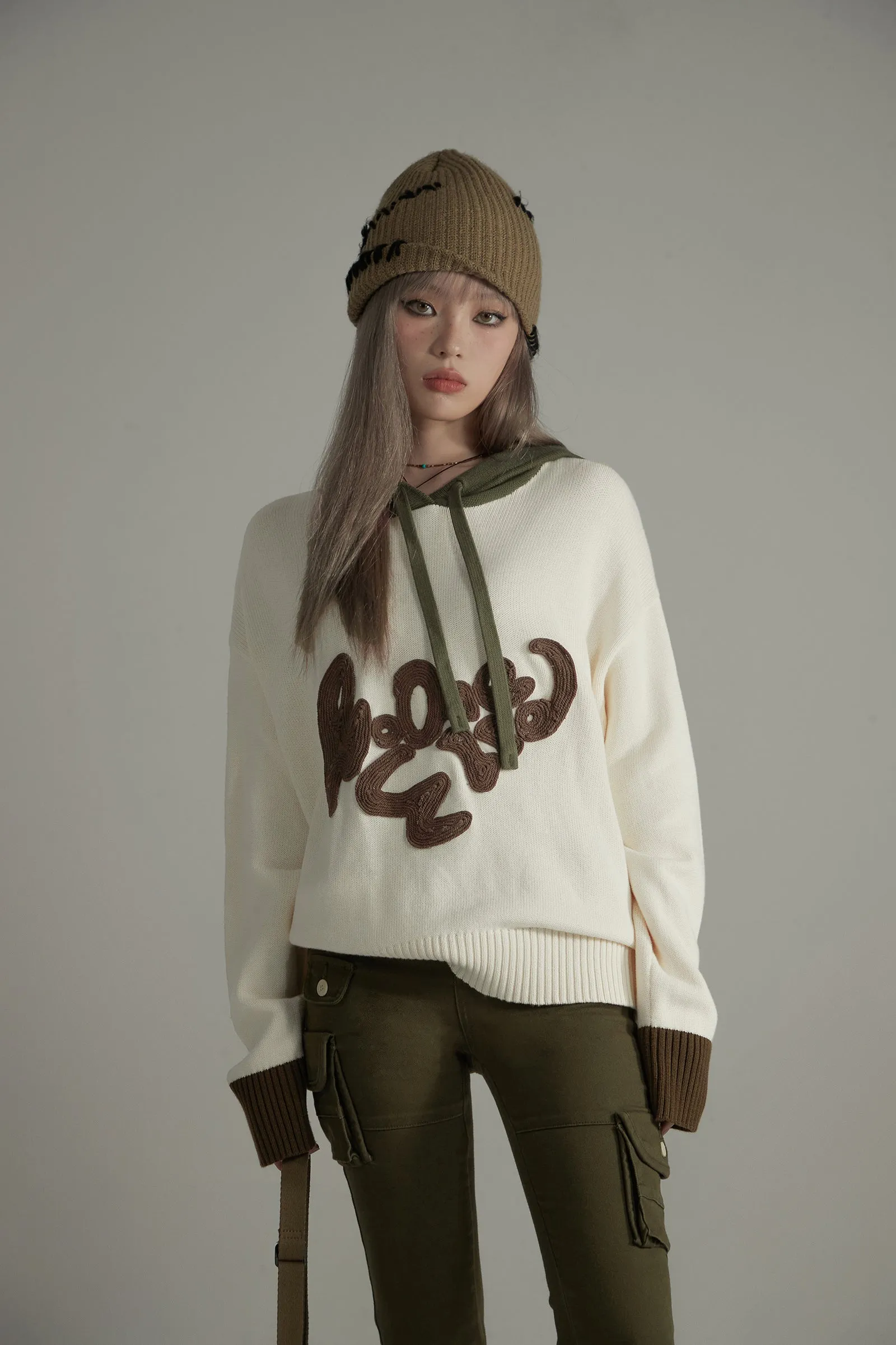 No One Else Loose Fit Hooded Knit Sweater