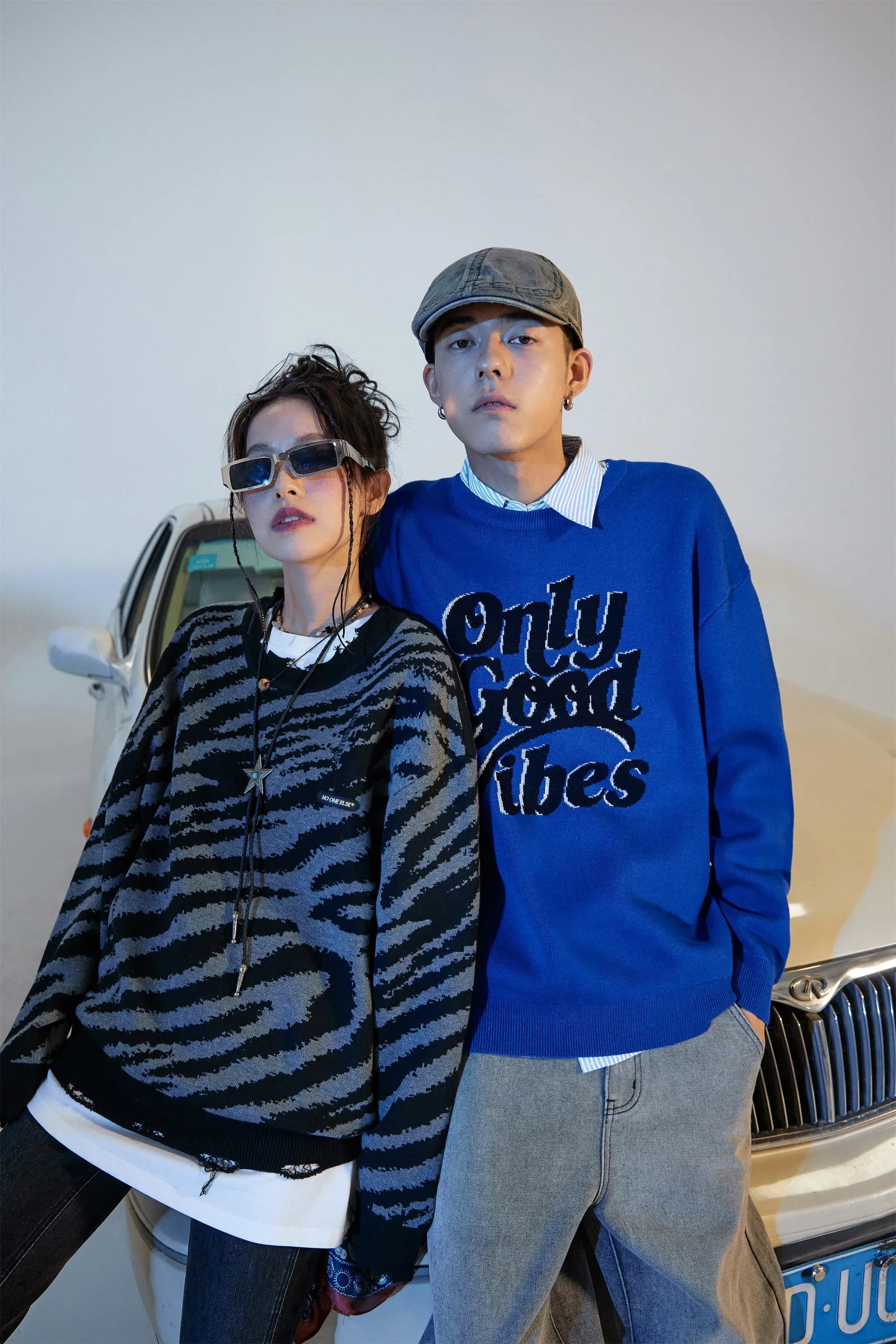 Noe Only Good Vibes Loose Fit Knit Sweater