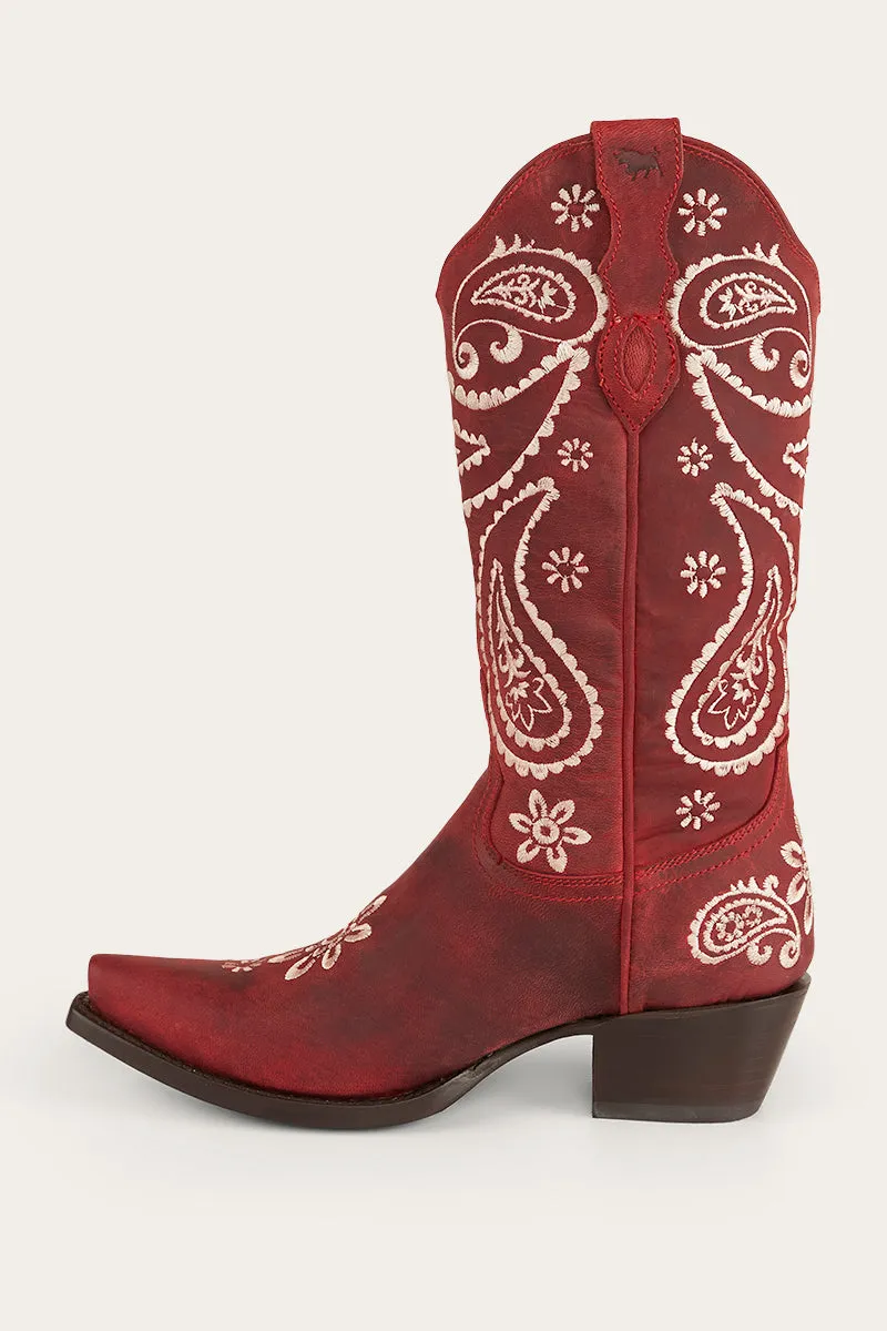 Olivia Womens Cuban Heel Western Boot - Red