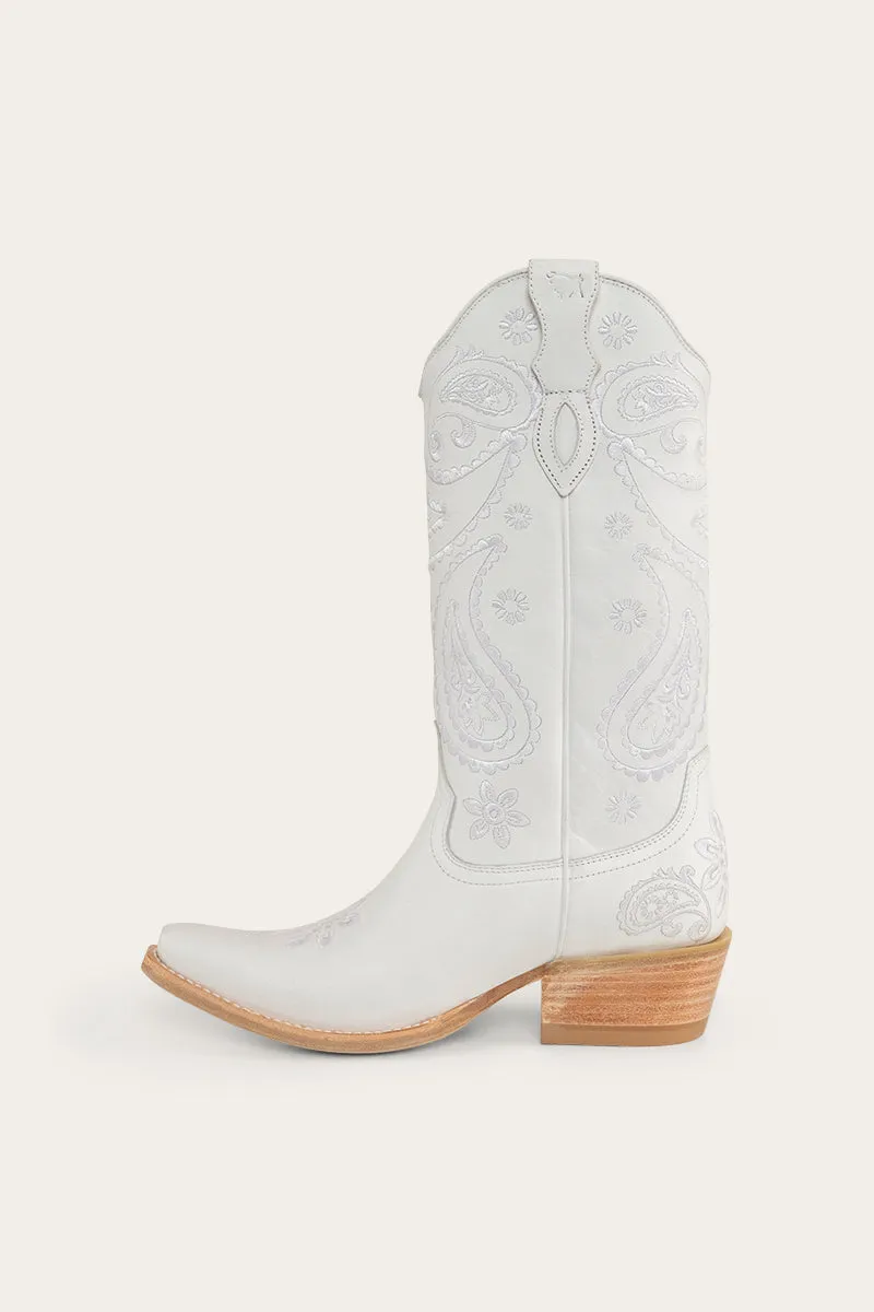 Olivia Womens Cuban Heel Western Boot - White/White