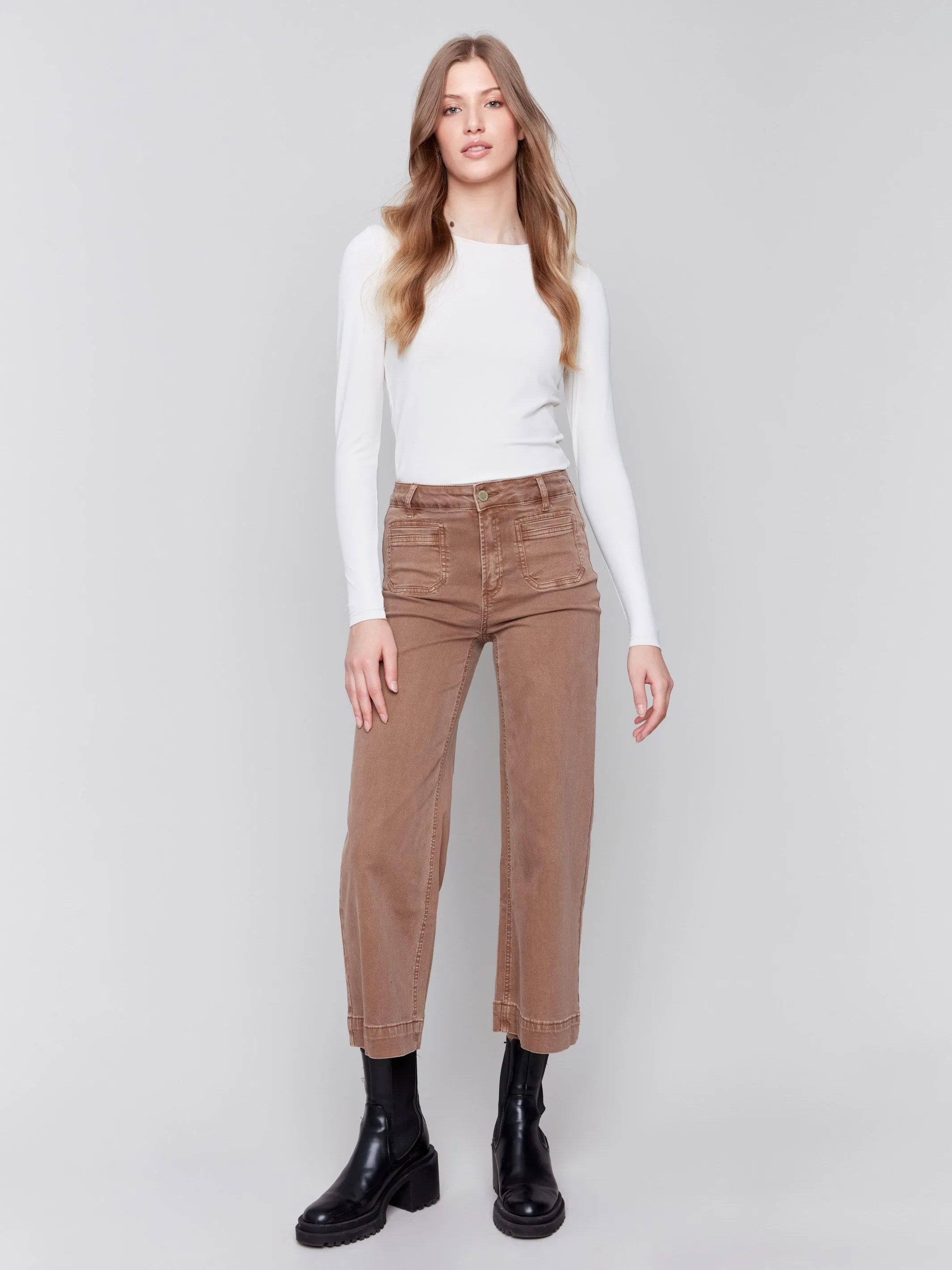 Patch Pocket Twill Pants - Truffle