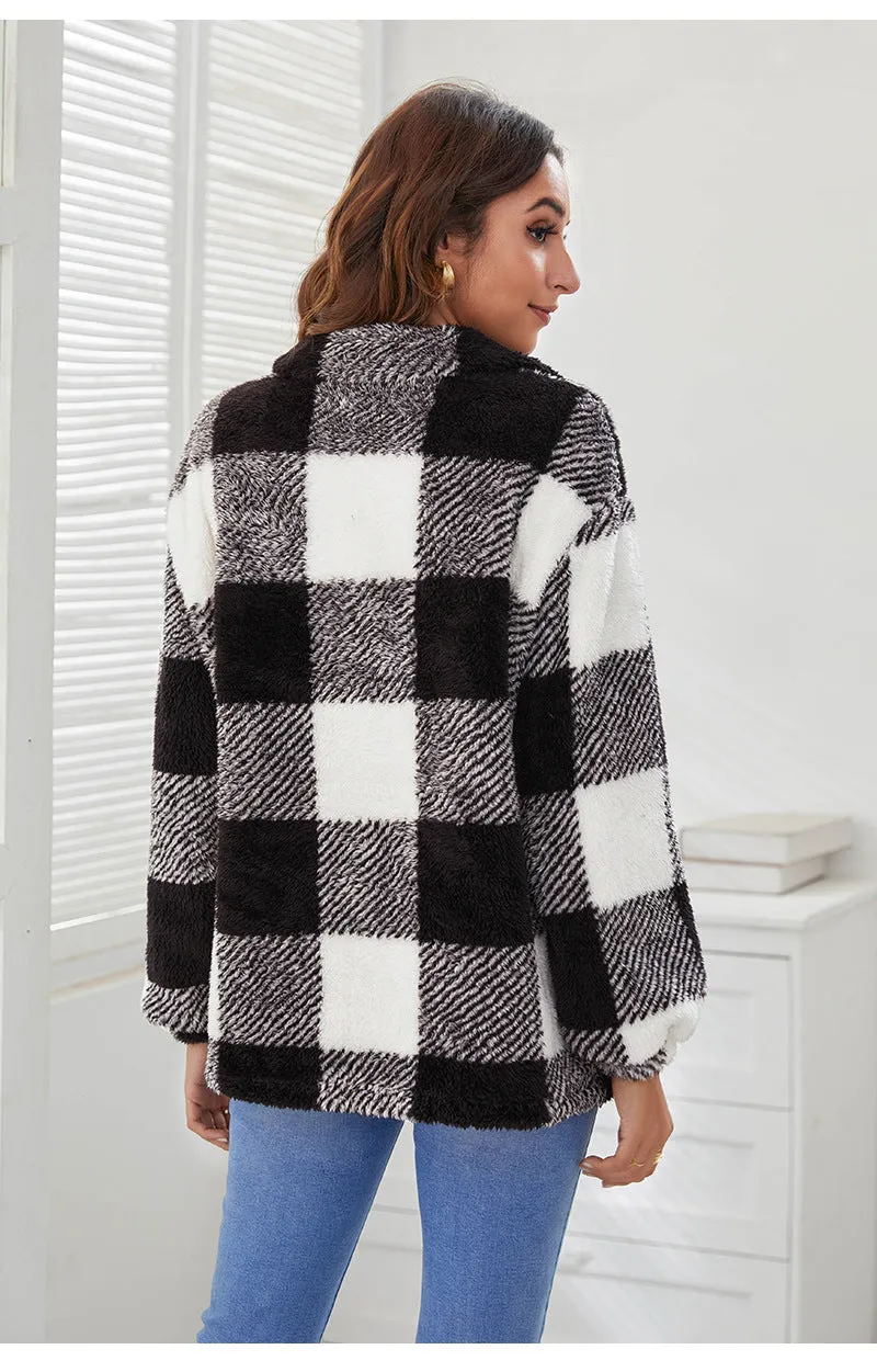 Plaid Printed Casual Loose Winter Woolen Sweater Wholesale