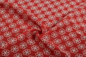 Red Printed Chanderi Fabric