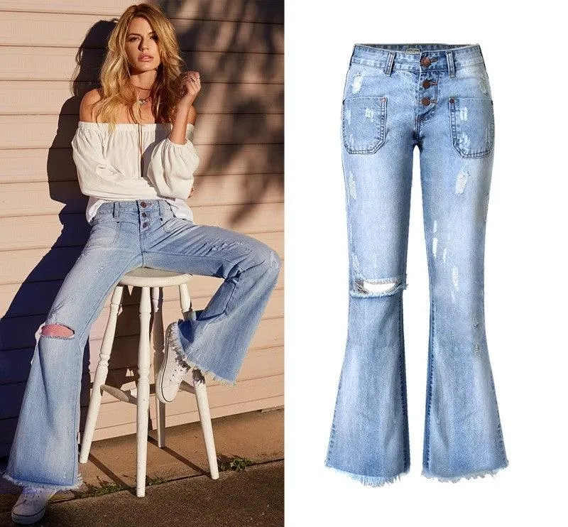 RETRO BUTTON-UP WIDE-LEG JEANS