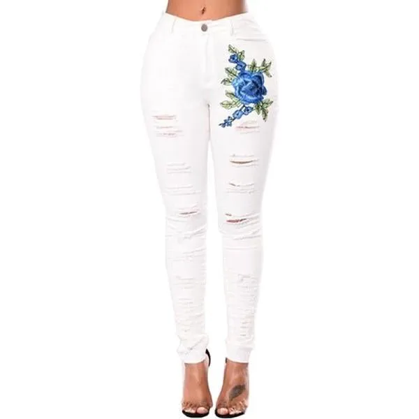 Ripped Jeans for Women Pencil Pants Denim