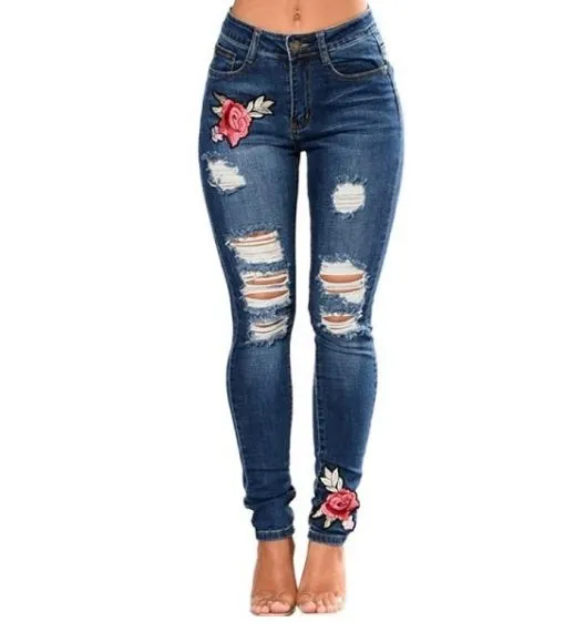 Ripped Jeans for Women Pencil Pants Denim