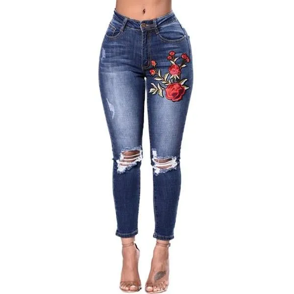 Ripped Jeans for Women Pencil Pants Denim