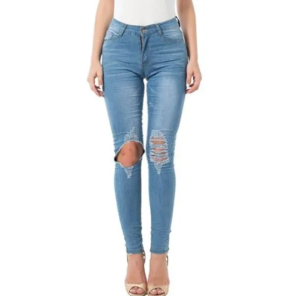 Ripped Jeans for Women Pencil Pants Denim