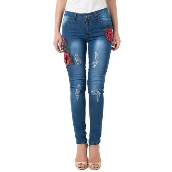 Ripped Jeans for Women Pencil Pants Denim