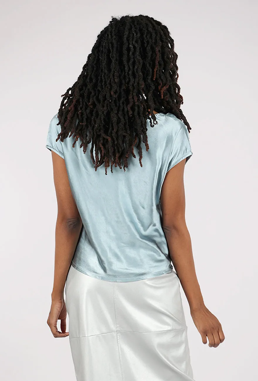 Sateen Cowl Top, Seafoam