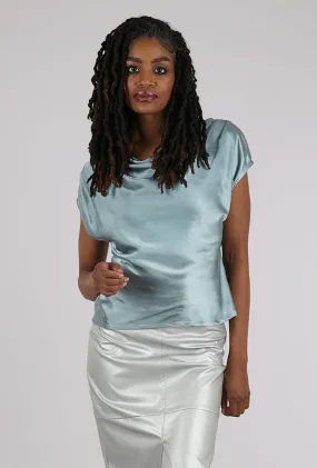 Sateen Cowl Top, Seafoam