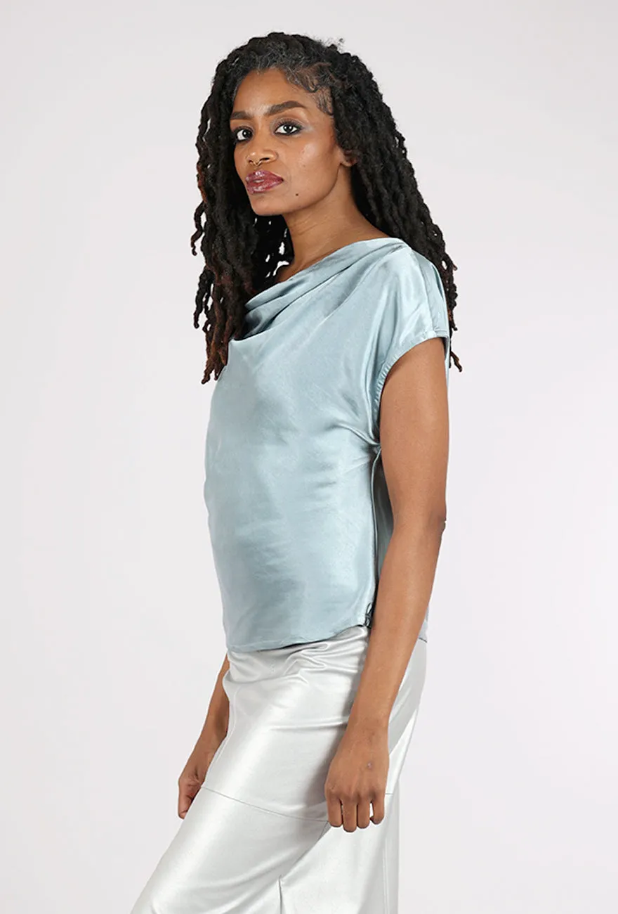 Sateen Cowl Top, Seafoam