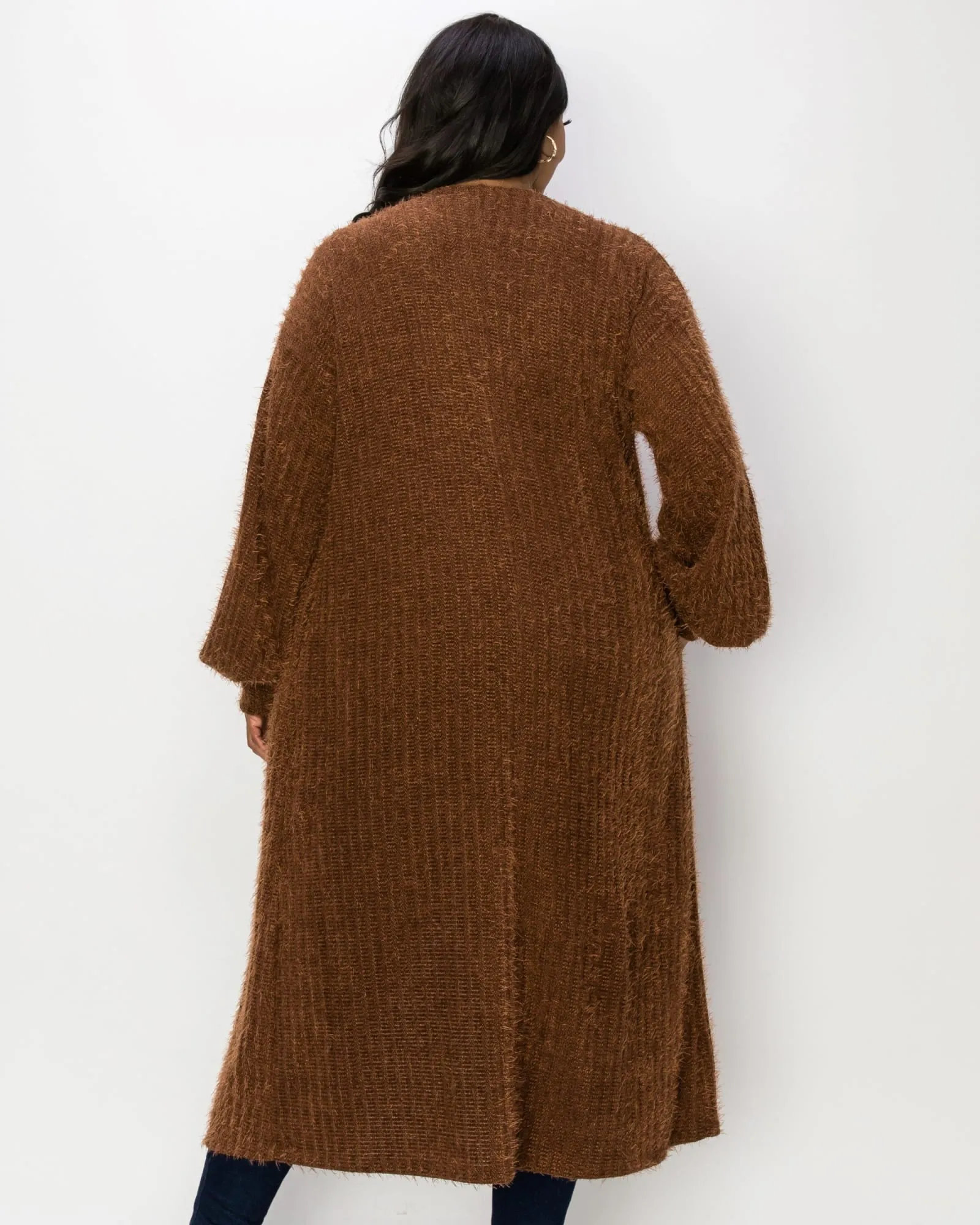 Serilda Faux Feather Cardigan | Brown