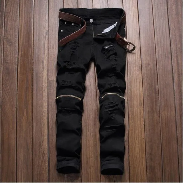 Sibren Zipper Ripped Jeans