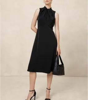 Silky Crepe Midi Dress Black