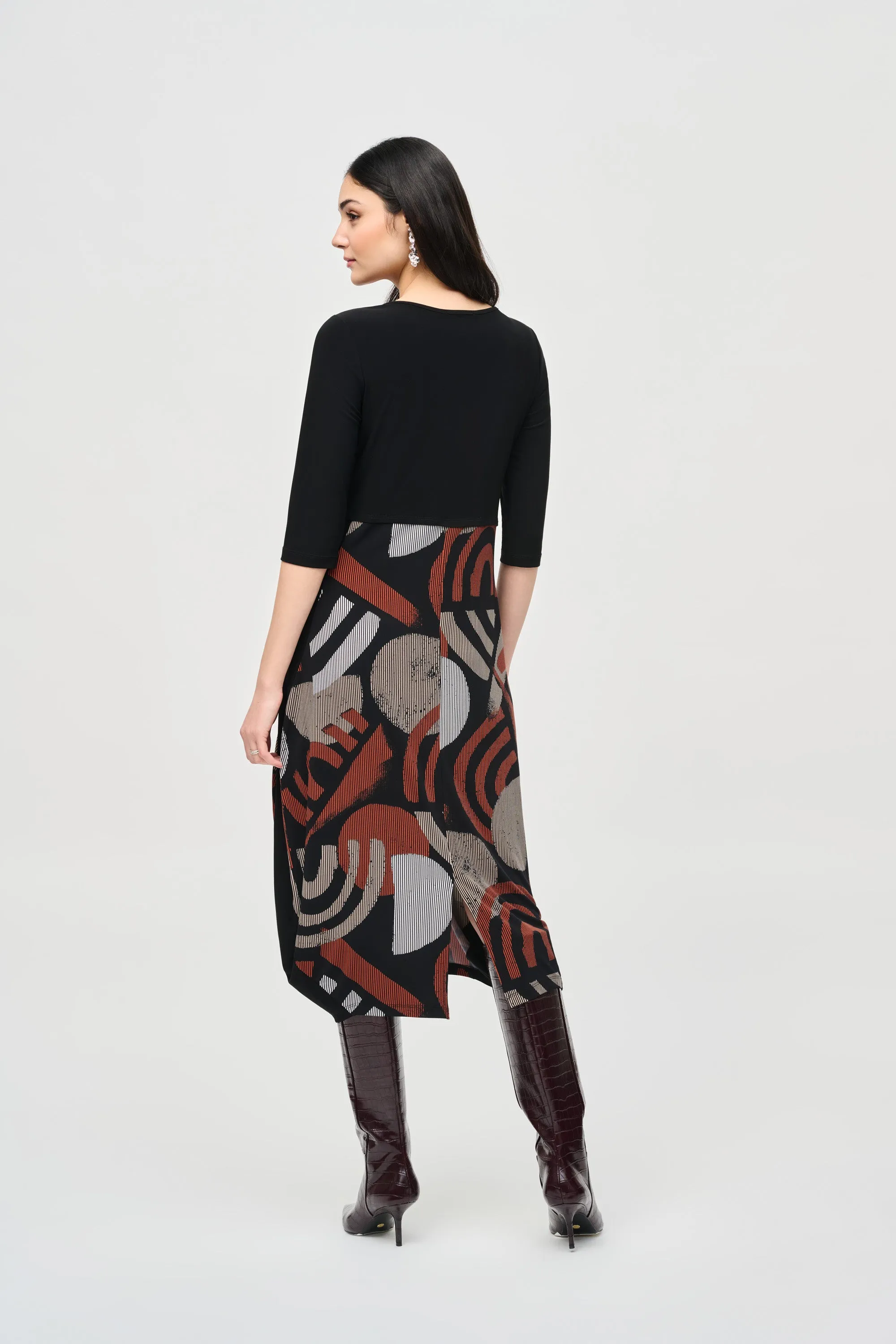 Silky Knit Geometric Print Cocoon Dress