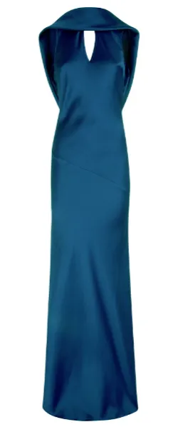 Silky Teal Cowl Gown