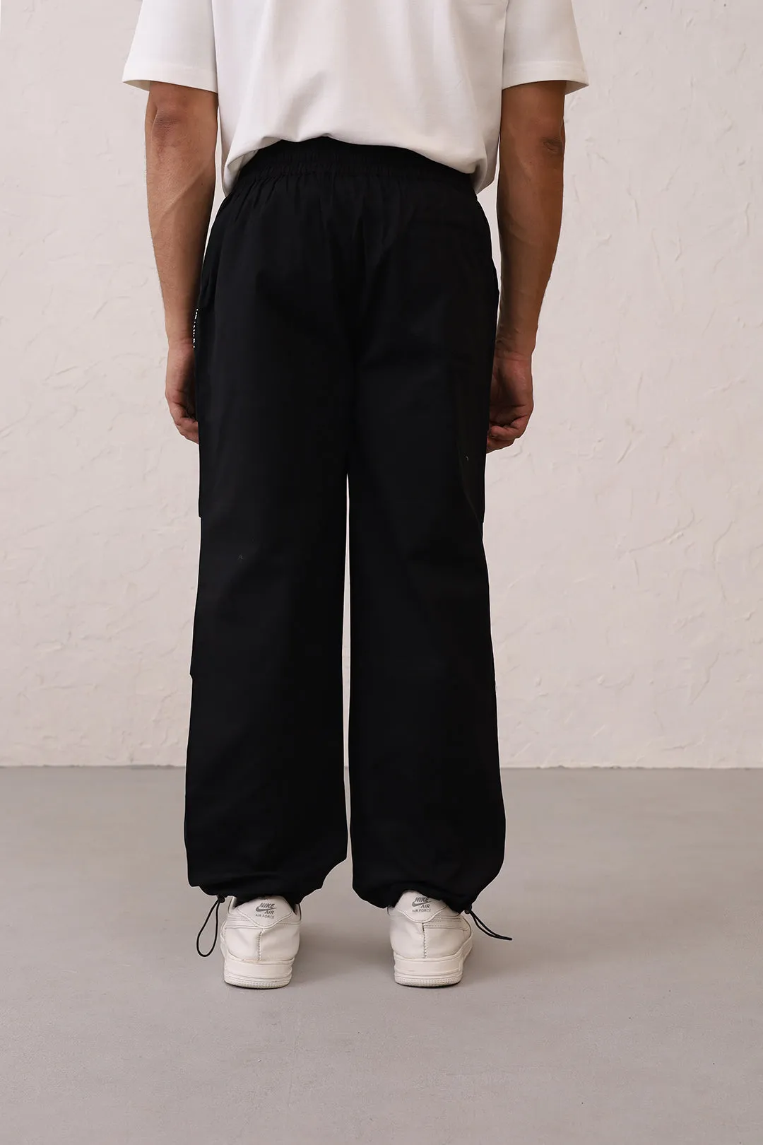 Slouchy Black Parachute Pants