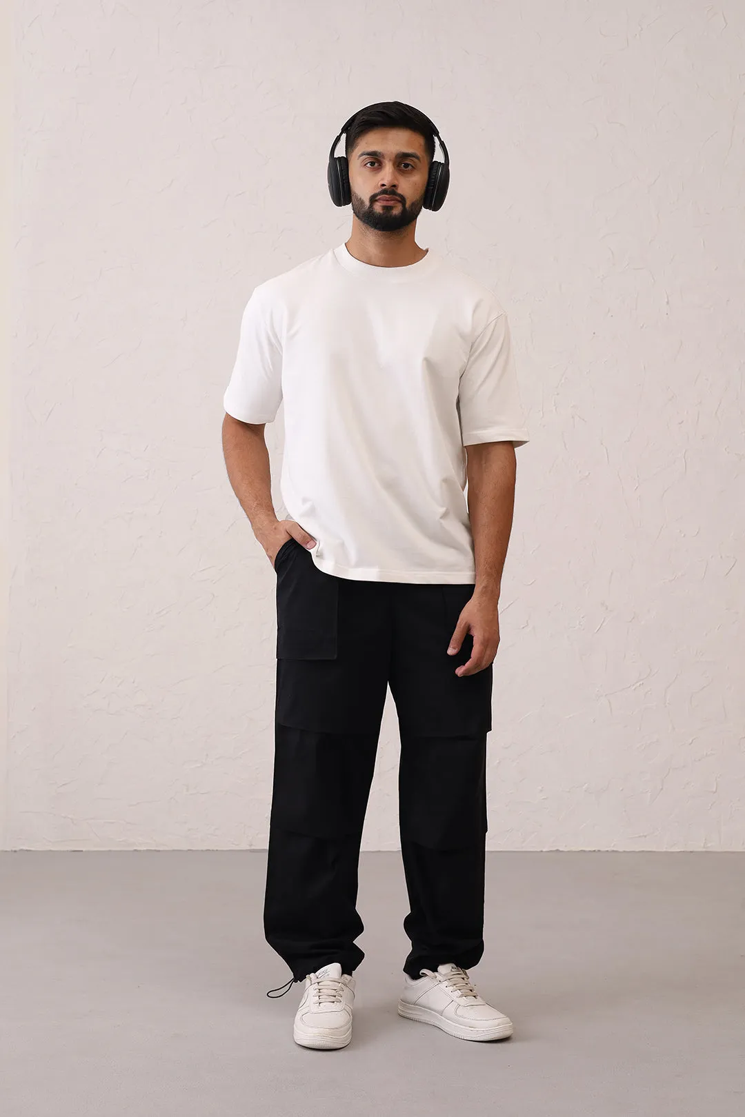 Slouchy Black Parachute Pants