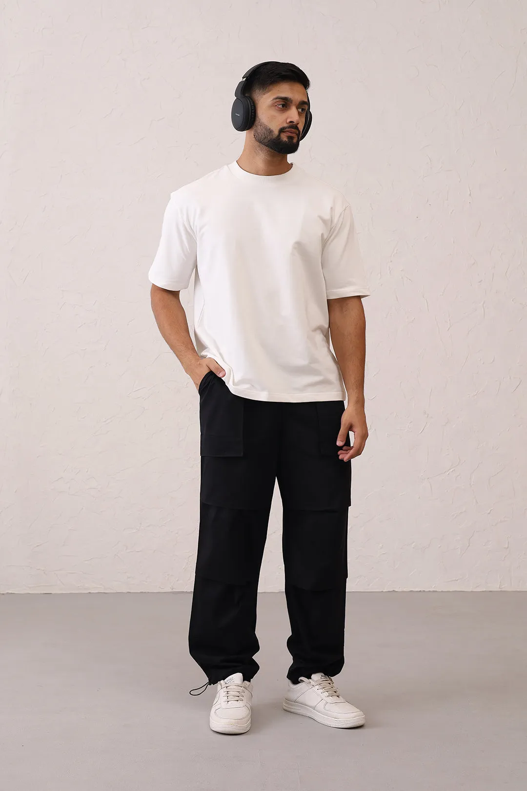 Slouchy Black Parachute Pants