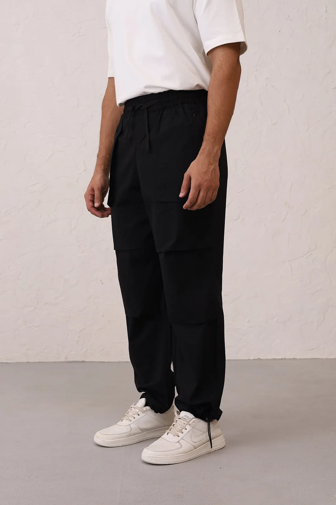 Slouchy Black Parachute Pants