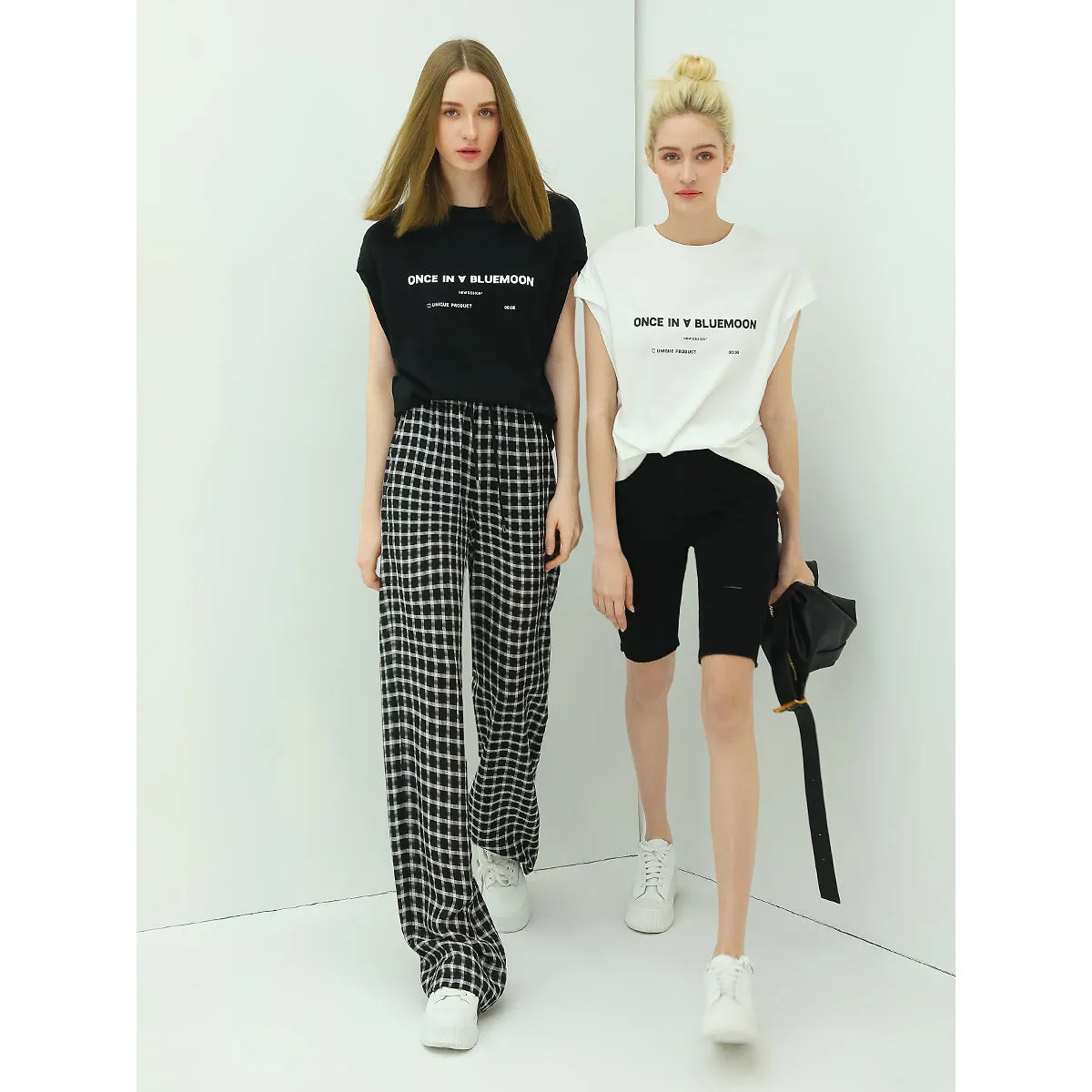 Slouchy Relaxed Fit Casual Checkered Pants