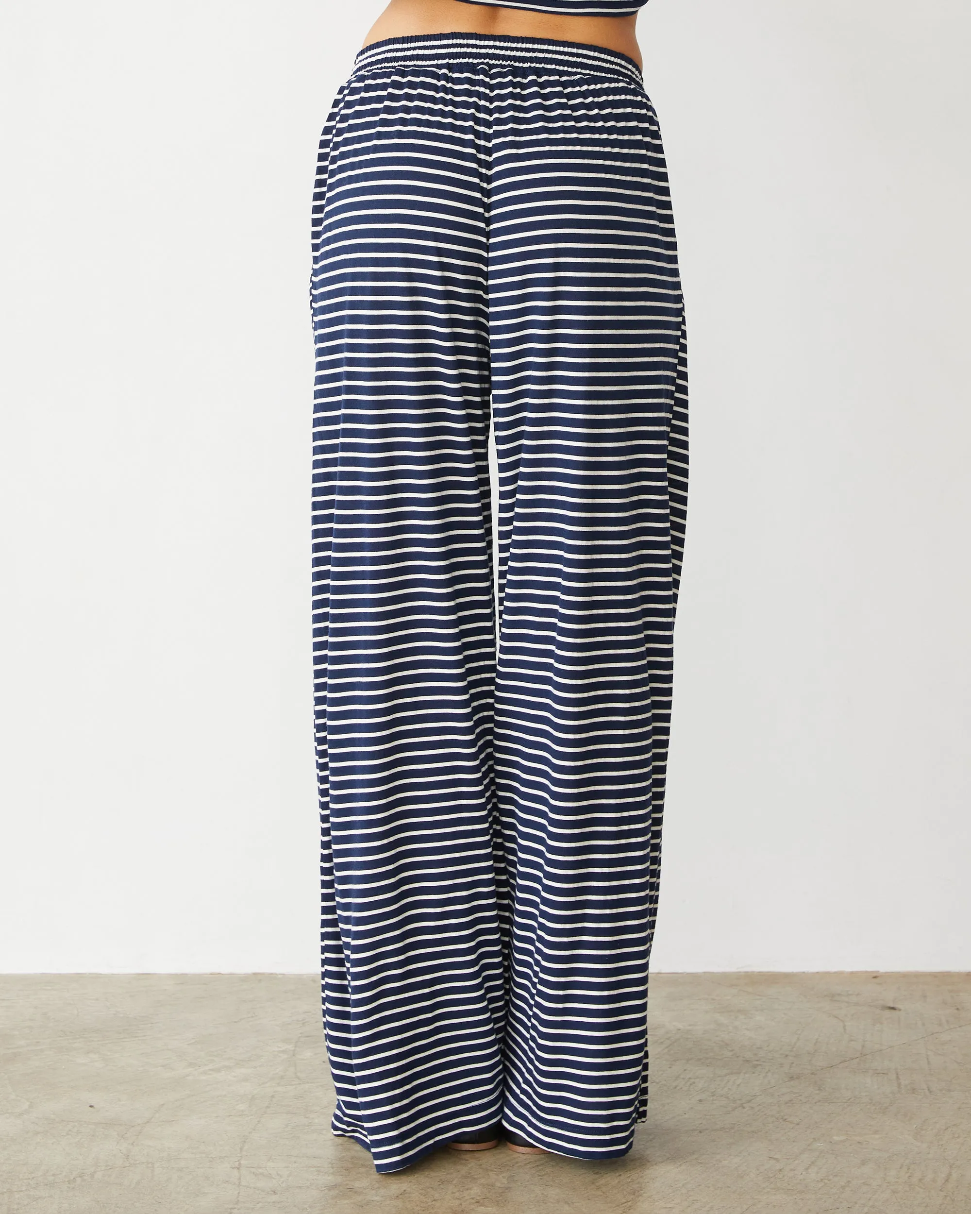 Stripe Jersey Wide Leg Pant