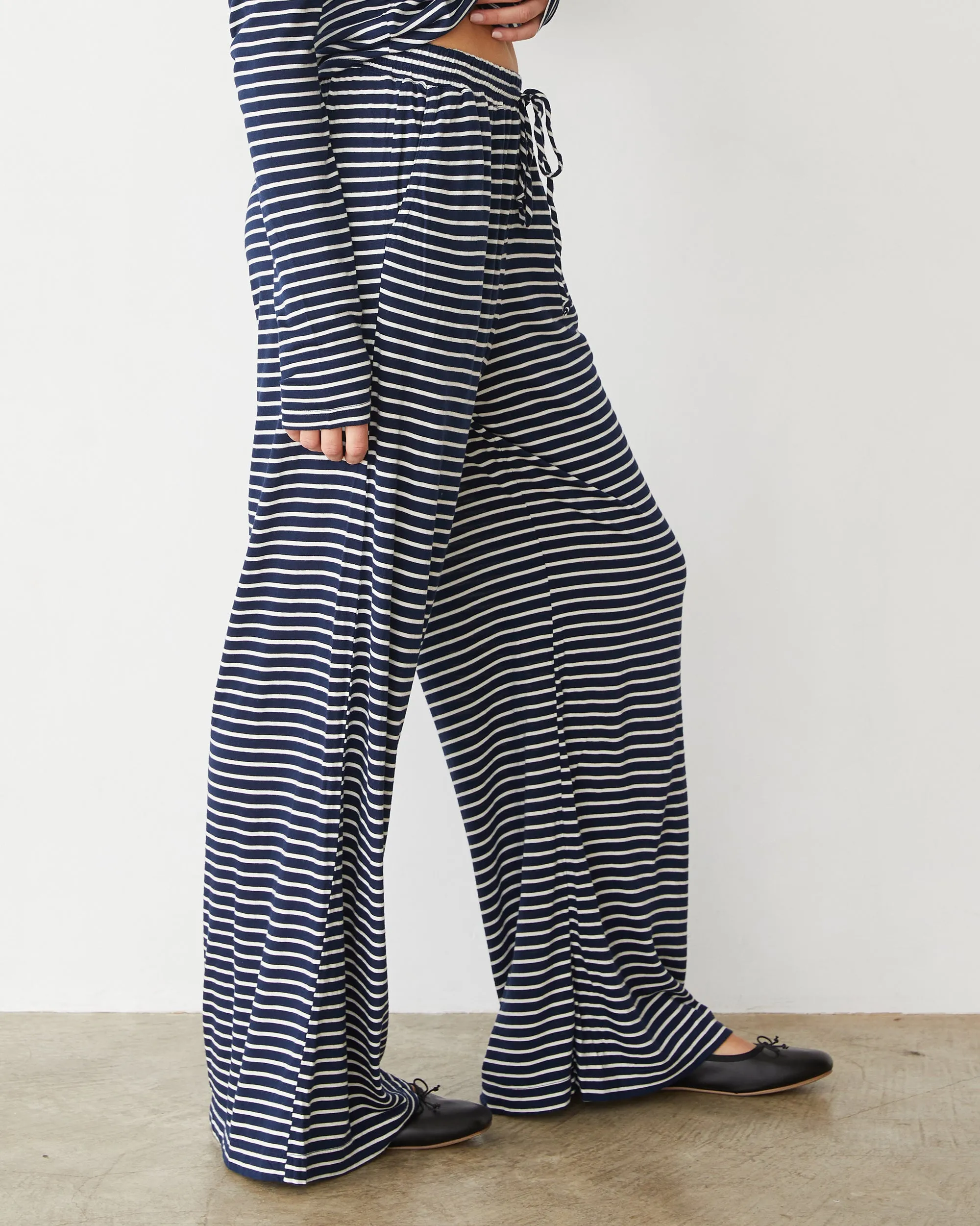 Stripe Jersey Wide Leg Pant