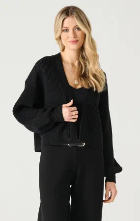 Textured Open Cardigan | Black