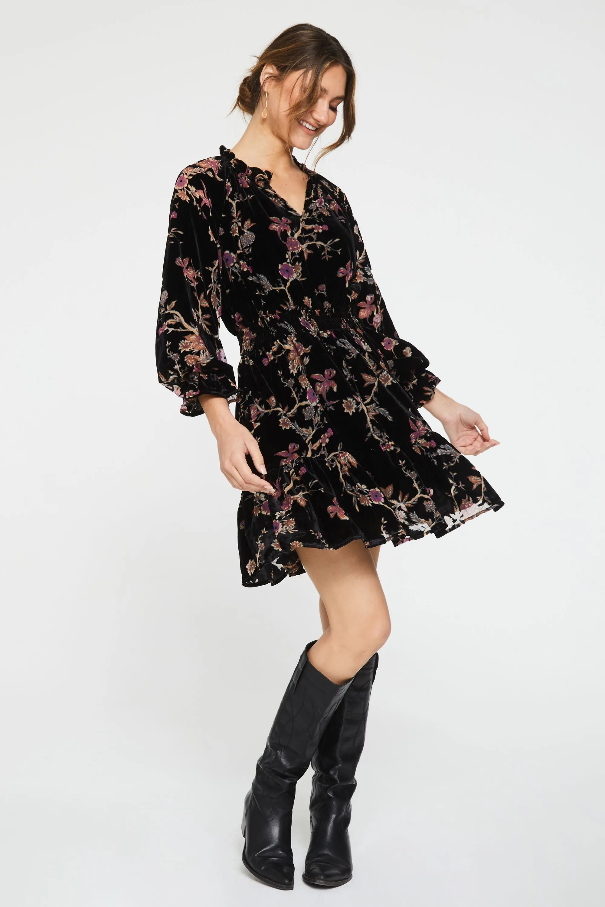 The Anais Dress in Blossoms Burnout by Another Love