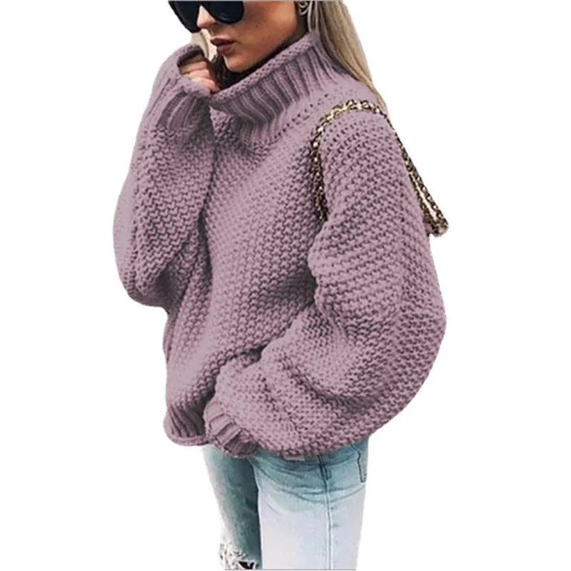 Thick Half Turtleneck Regular Sleeve Pullover Knitwear Loose Large Sweater