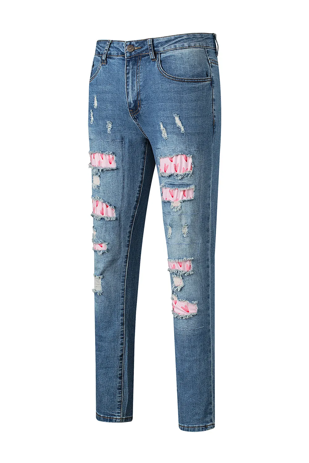 Valentines Day Heart Patchwork Jeans