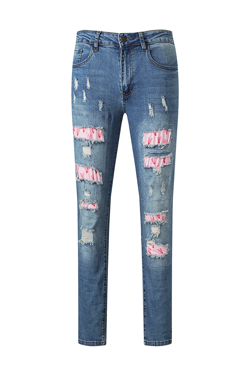 Valentines Day Heart Patchwork Jeans