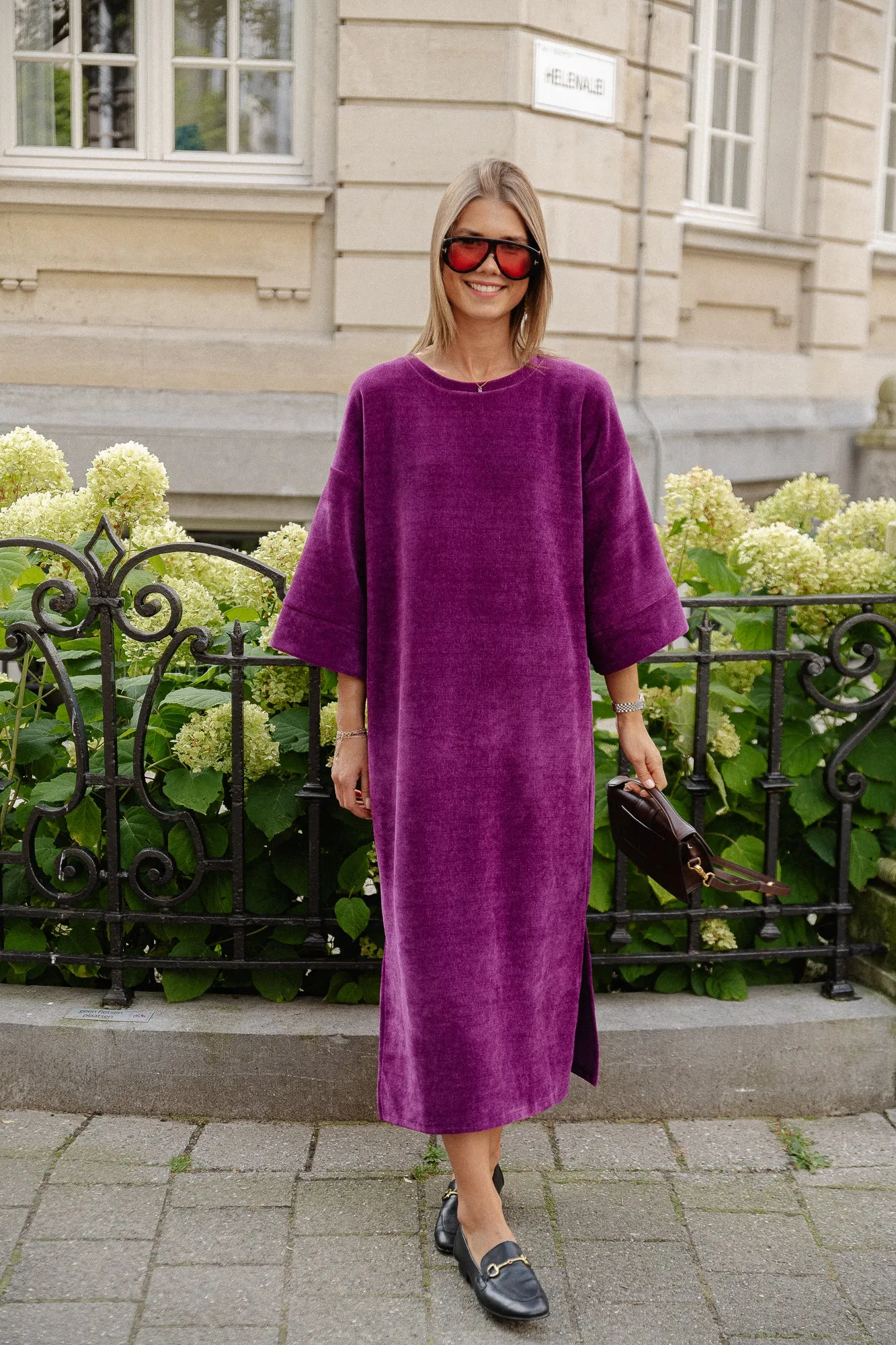 Vida velvet maxi dress magenta