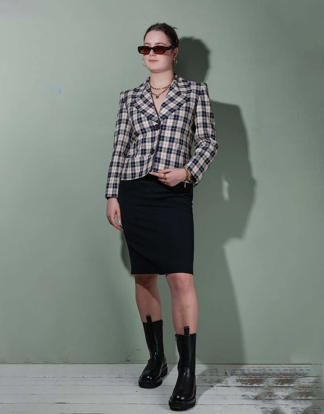 Vintage Yves Saint Laurent checkered short blazer