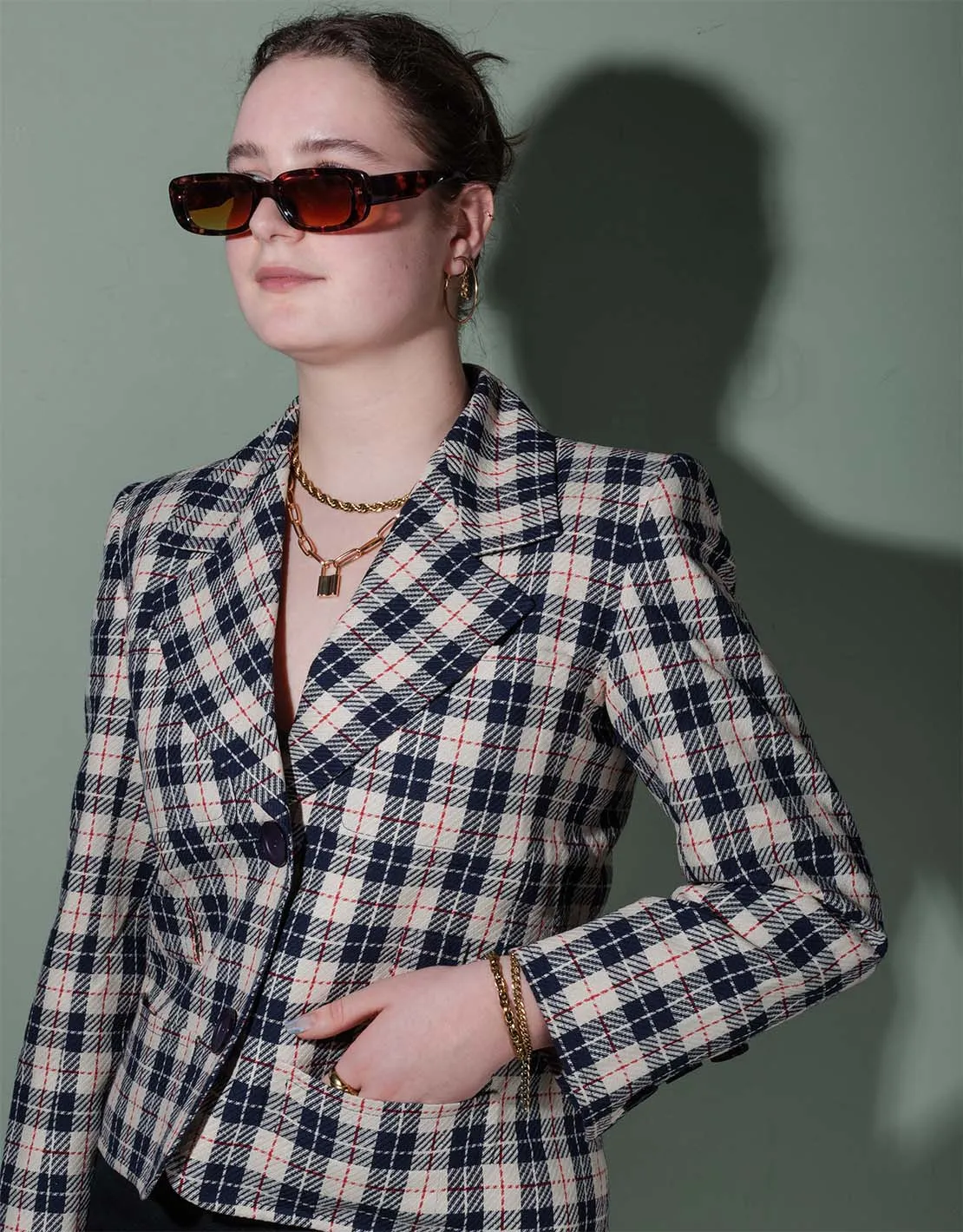 Vintage Yves Saint Laurent checkered short blazer